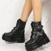Large Size Thick-soled Wedge Knight Boots Women's Autumn and Winter New Round Head Side Zipper Martin Boots Rivet Women's Short Boots