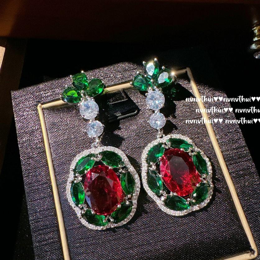 Серьги-подвески с турмалином радужного цвета в форме капли воды Феникс, Антикварные, Позолоченные 18 каратным золотом, Серьги-цветы большого размера, гранатово-красные