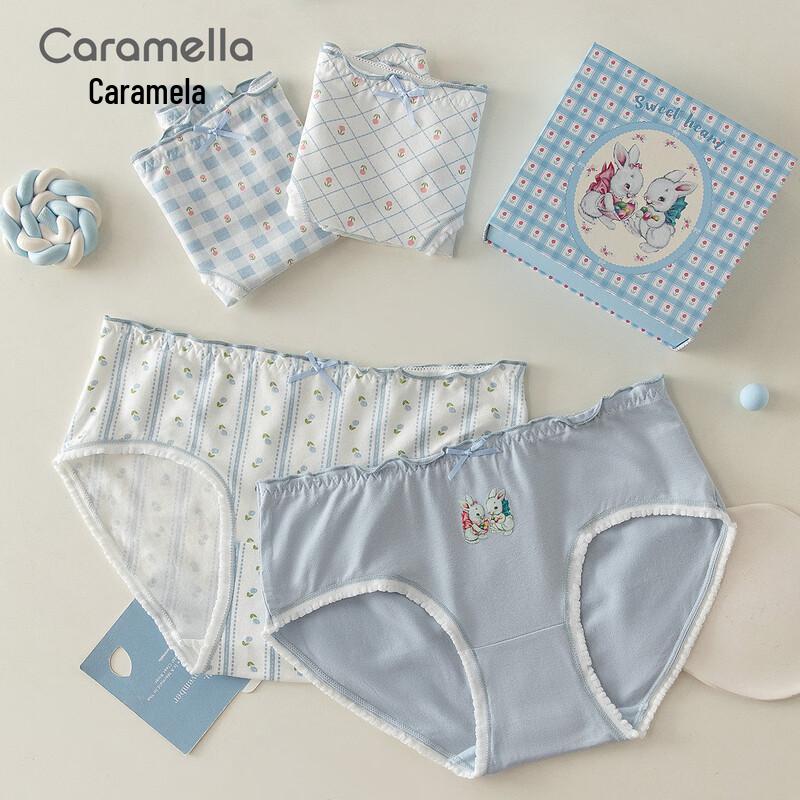 

Caramella Women s Cute Mid-Waist Cotton Briefs 4-Pack Gift Set M
