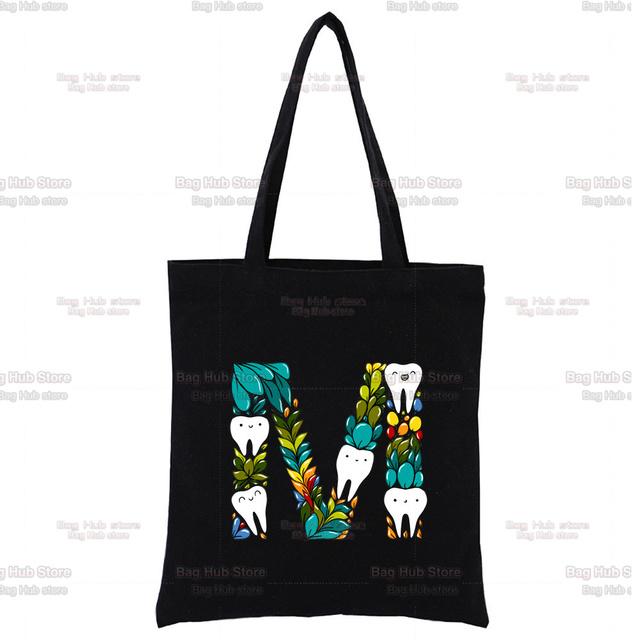 TOOTH 26 Letter Alphabet Printing Canvas Bag Shopper Bag Harajuku Style Women Bags Shoulder Bag Handbag