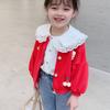 Girl Style Lapel with Flared Sleeves Autumn Cotton Baby Teen Princess School Girls Blouse
