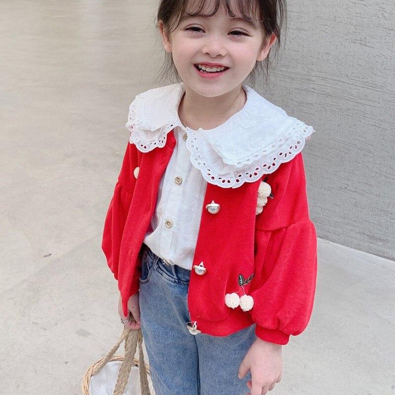 Girl Style Lapel with Flared Sleeves Autumn Cotton Baby Teen Princess School Girls Blouse