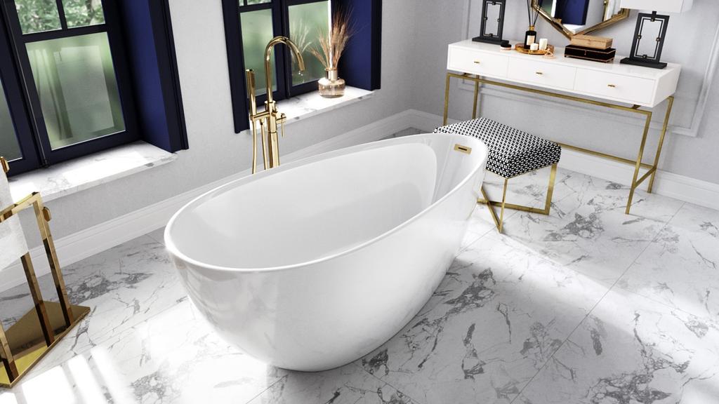 VEO II chrome floor-standing bathtub tap Besco
