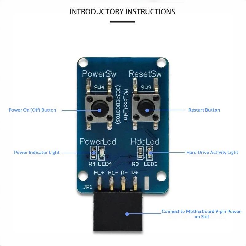 Pc Power Reset Switch External Module 9Pin Motherboard Header Power Led Indicator For Computer Case Test Board Repair Diy
