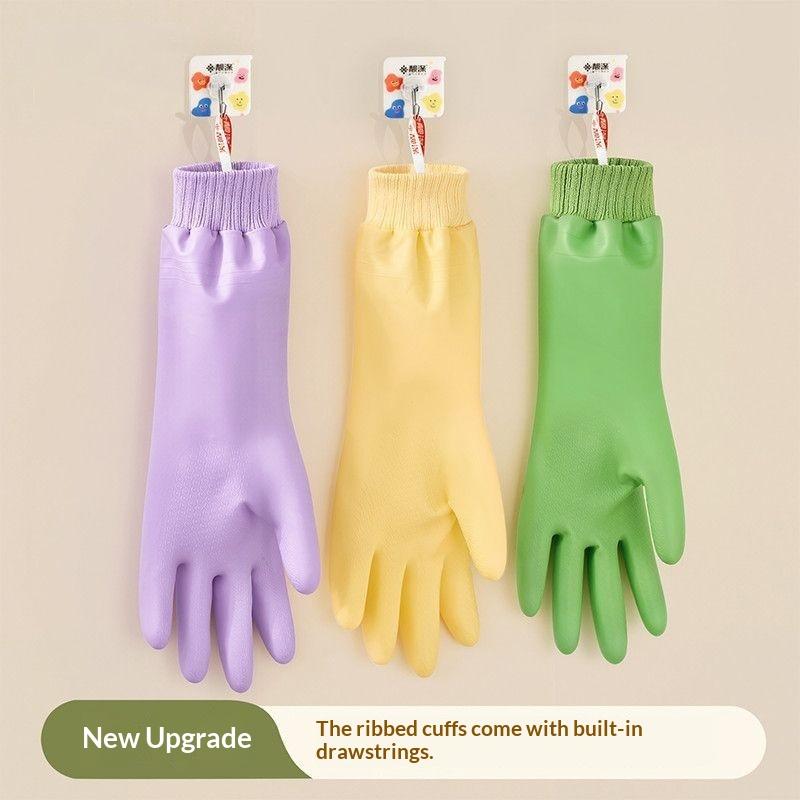 1 Paar Wasserdichte Spülhandschuhe Reißfest Warmes Fleece Reinigerhandschuhe Verdickte Gewindebündchen Manschette Wäschehandschuhe