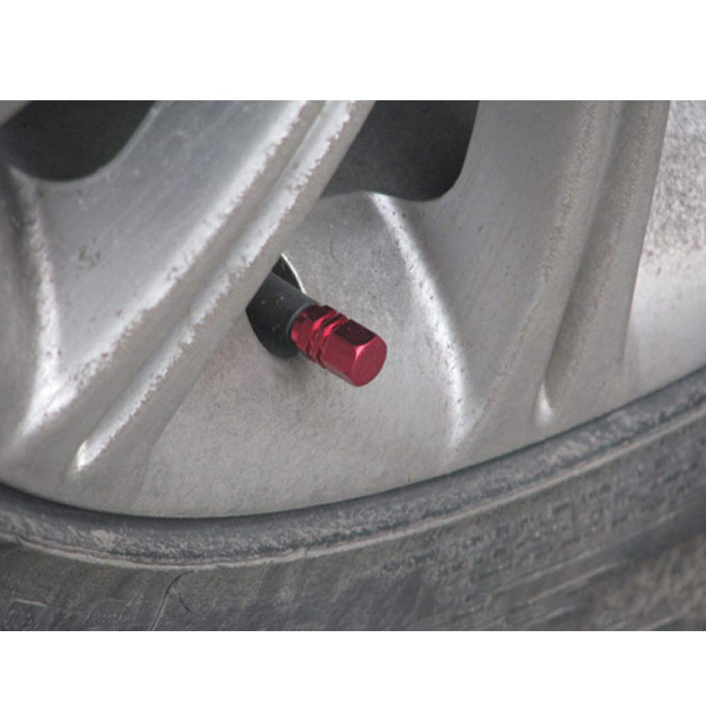 Onior Practical Car Wheel Anti-Theft Tire Valve Caps Aluminum Alloy Valve Caps Set of 4 (Red)