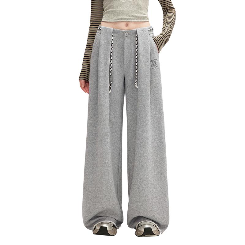 unifree American Pleated Drawstring Wide Leg Sweatpants