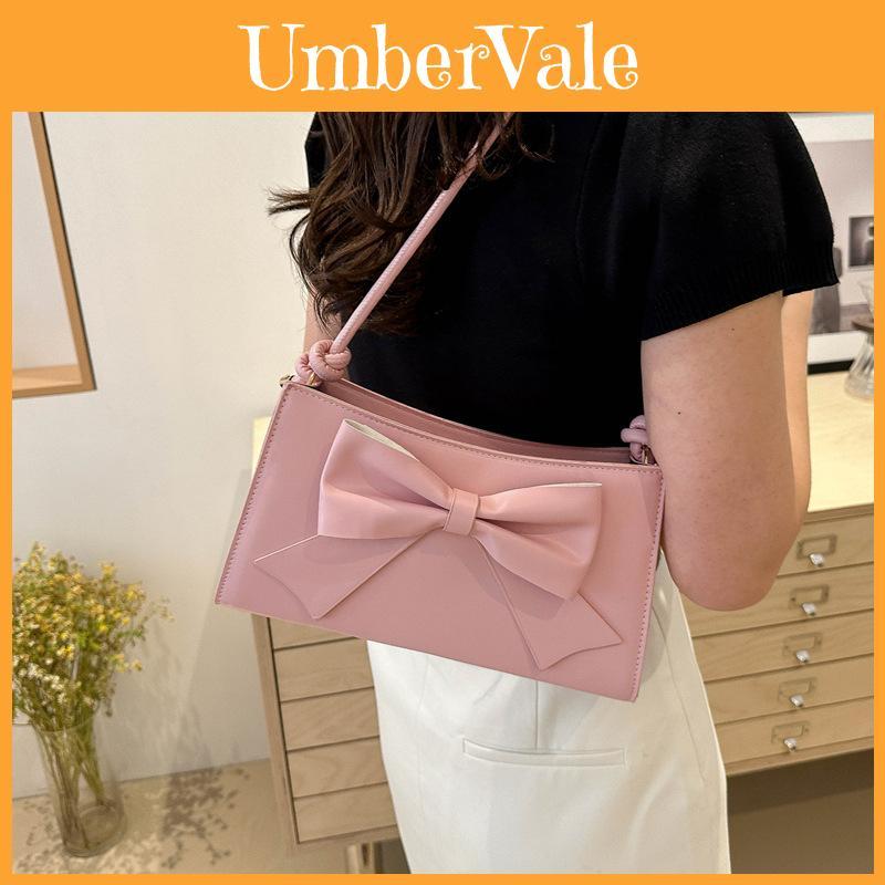Sophisticated Bowknot Handbag For Women 2024 Summer Street Style Medium Crossbody Bag In Pu Leather