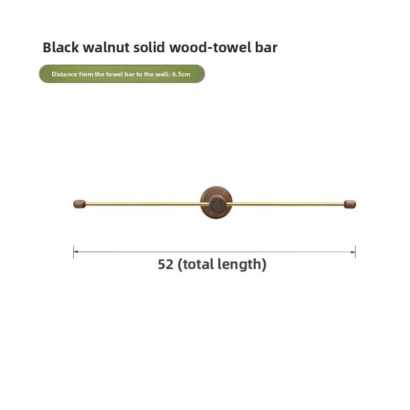 Walnut Wood Metal Towel Rack Bathroom Wall Mounted Storage Rack Wall Shelf Portability Towel Rack Storage Organizer Clothes Hook