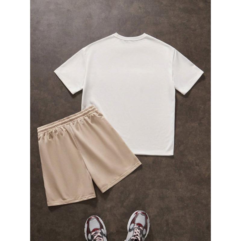 Conjunto Informal de Camiseta y Pantalones Cortos para Hombre, Nuevo Conjunto Deportivo de 2 Piezas