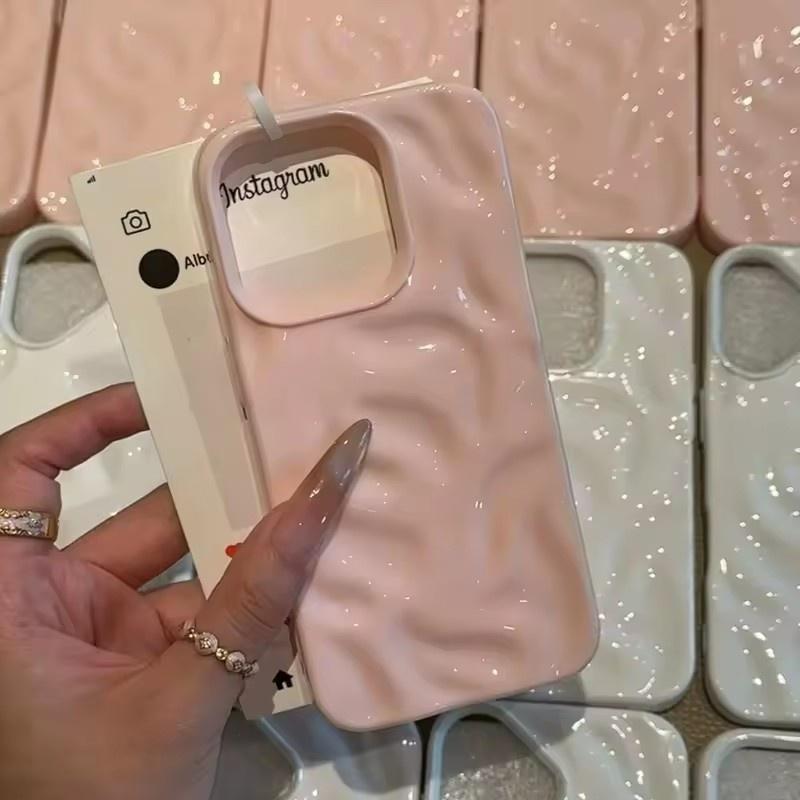 Candy Soft Silicone Wave Fold Pattern Phone Case For iPhone 11 12 13 14 15 16 Pro Max X XR XS 8 7 Plus Shockproof Bumper Cover