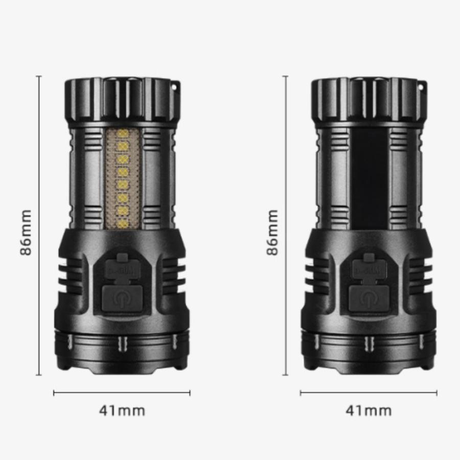 9LED Strong Light LED Flashlight TYPE-C Charging Torch with COB Light Portable LED Flashlight Outdoor for Home Emergency