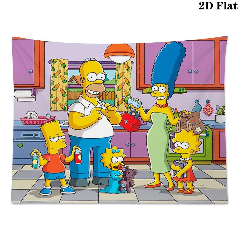 Cartoon The Simpsons Wall Tapestry Aesthetic Wall Hanging Printed Fabric Blanket Decorative Tapestries for Bedroom Living Room Home Decor