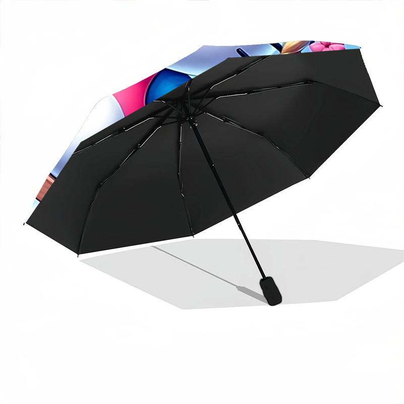 1pc Hello Kitty Floral Swing Design Automatic Opening/Closing Umbrella - Portable Folding Design with 8-Rib Iron Frame, Perfect for Outdoor Use, Festi