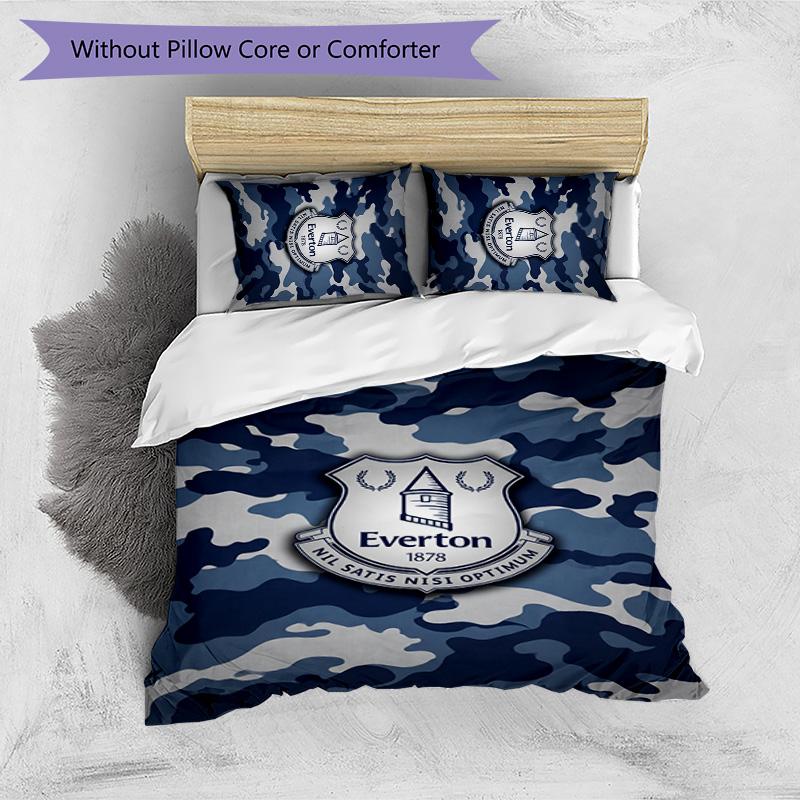 Everton Football Printed 3 Pieces Bedding Set, Comfortable Skin Friendly Bedroom Duvet Cover Set