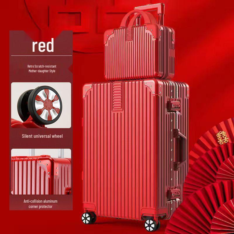 Bright Red Wedding Suitcase with Combination Lock - Perfect for Honeymoon Travel