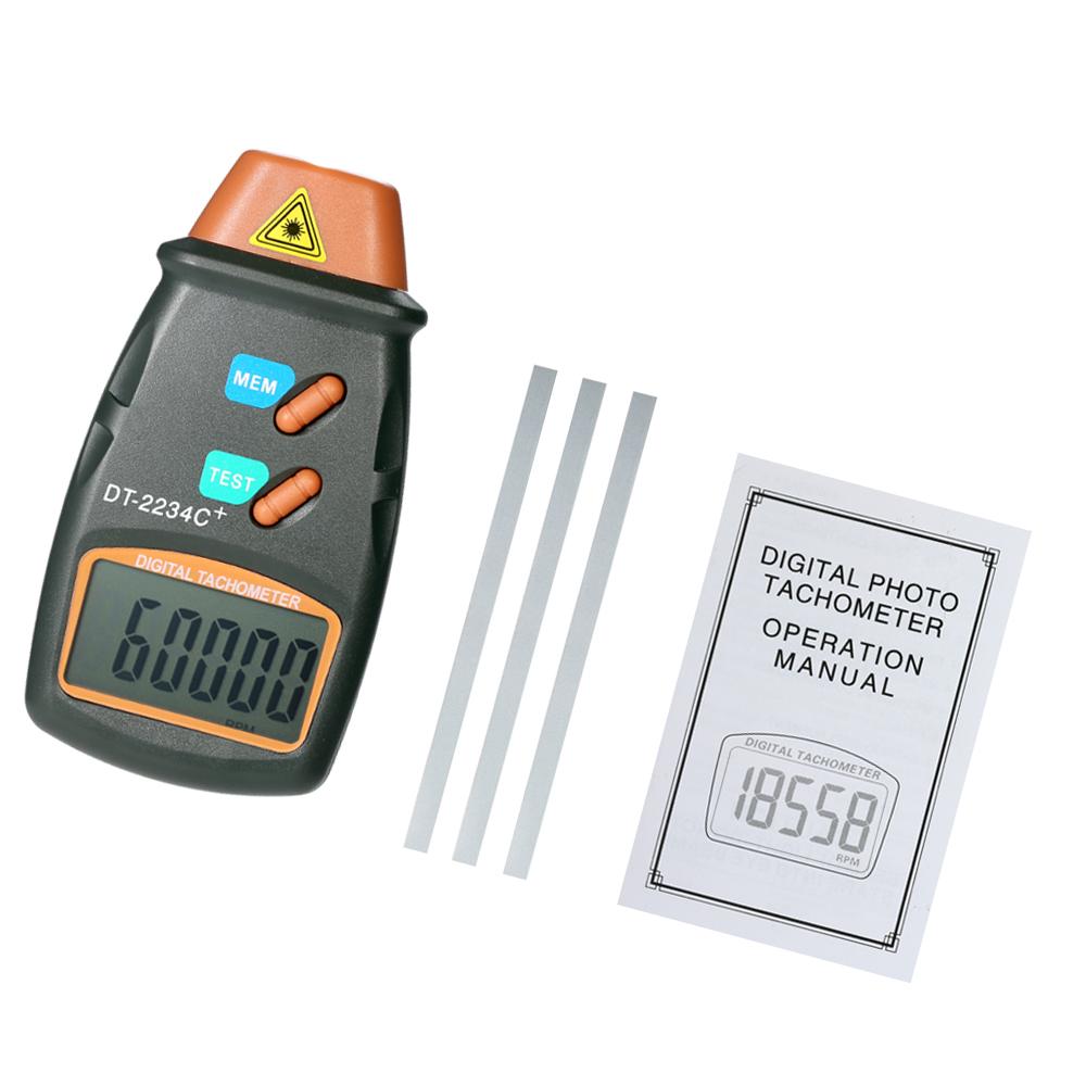 Handheld Digital Laser Tachometer RPM Meter Non-Contact Motor Lathe Speed Gauge Revolution Spin DT2234C Tester Speed