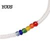 Minimalist Rope Bracelet Rainbow Beads for Men Women, Handmade Cute Small Gift Friends Braided String Bracelet, Adjustable Woven Wristband Boho