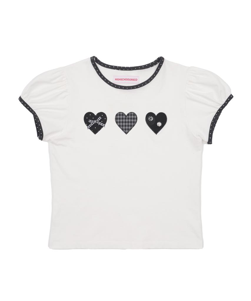 HIGH SCHOOL DISCO Heart Applique Dot Short Sleeve