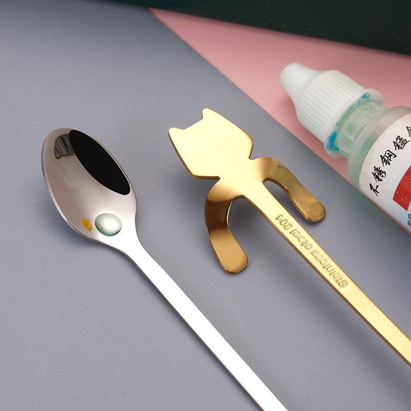 304 Stainless Steel Cat Coffee Spoon - Long Handle Stirring & Dessert Spoon