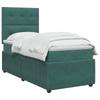 LED Box Spring Bed with Mattress Dark Green 90 x 190 cm Velvet