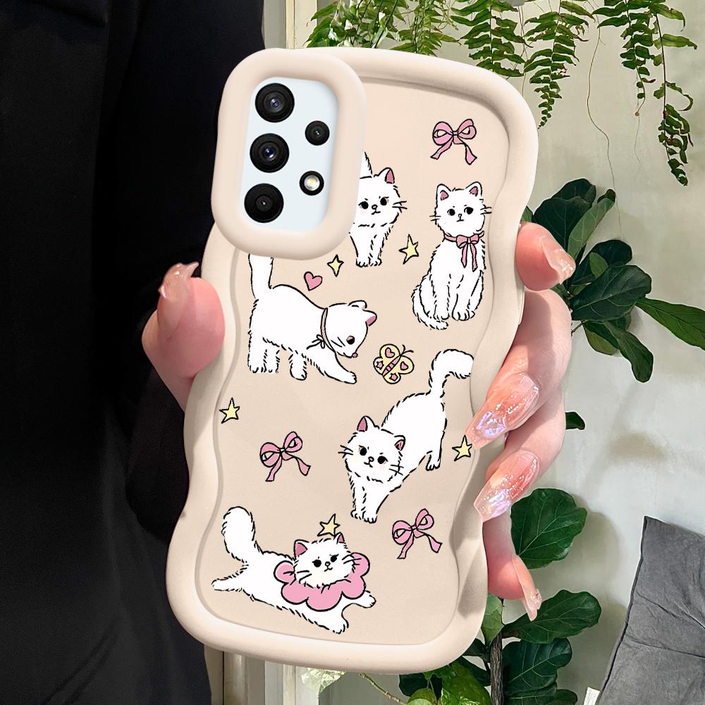 

Окрашенный узор Big Wave Edge Мягкий силиконовый материал Macaron чехол для телефона противоударный защитный резиновый чехол для Samsung Xiaomi Poco Redmi Samsung S25 Ultra 5G белый