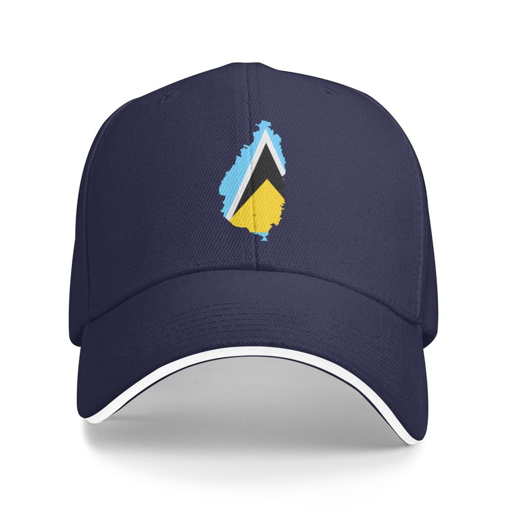 Flag Map of St Lucia Sun Mesh Hats Summer Outdoor Baseball Cap Cool Trucker Hat for Unisex Unisex Sun Protection