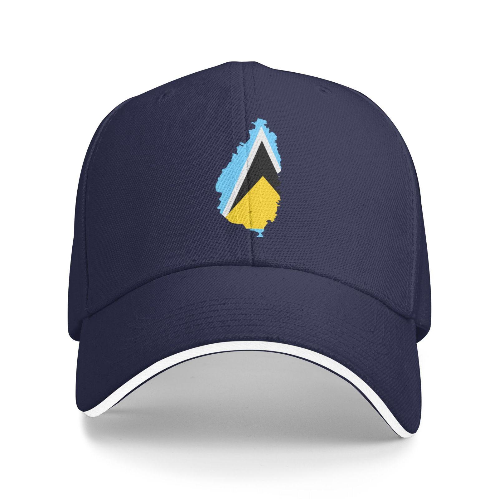 

Flag Map of St Lucia Sun Mesh Hats Summer Outdoor Baseball Cap Cool Trucker Hat for Men Women Sun Protection