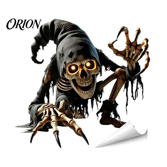 Weather Resistant Glass Ornaments Halloween Ghost Skeleton Grim Reaper Static Window Clings, Horror Break Through Spooky Theme Decals Decals,