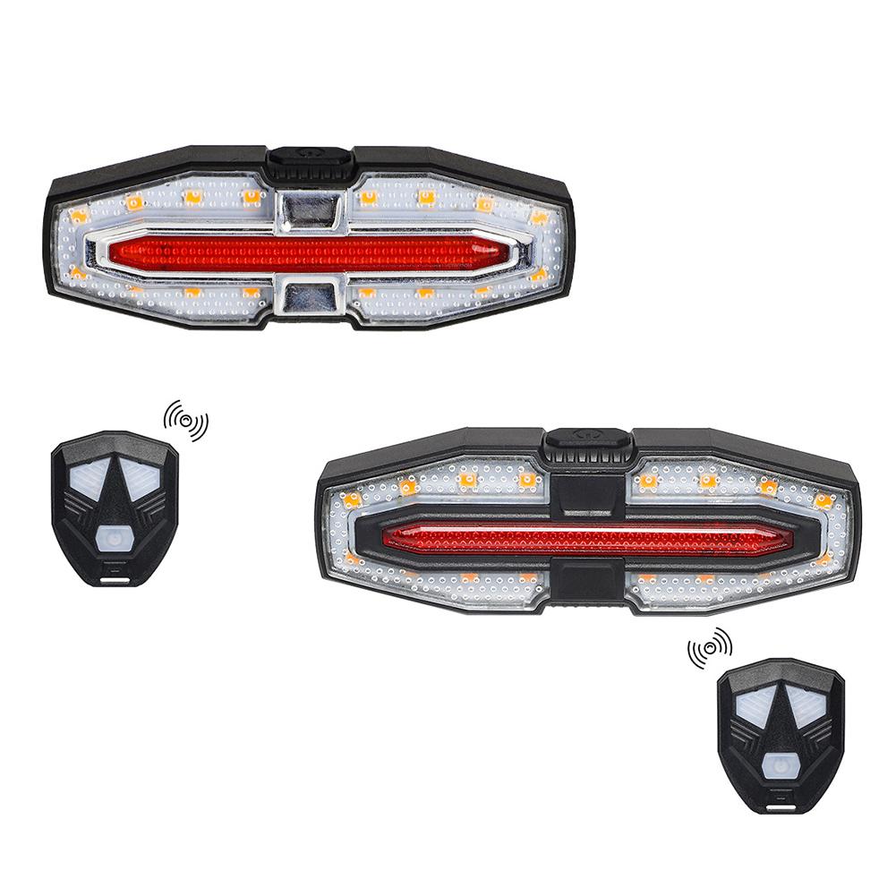 Fanale Posteriore per Bicicletta con Indicatori di Direzione e Luce Freno Automatica, Ricaricabile via USB, Telecomando Wireless, Impermeabile, Luce di Sicurezza per Bici, Luce per Ciclismo