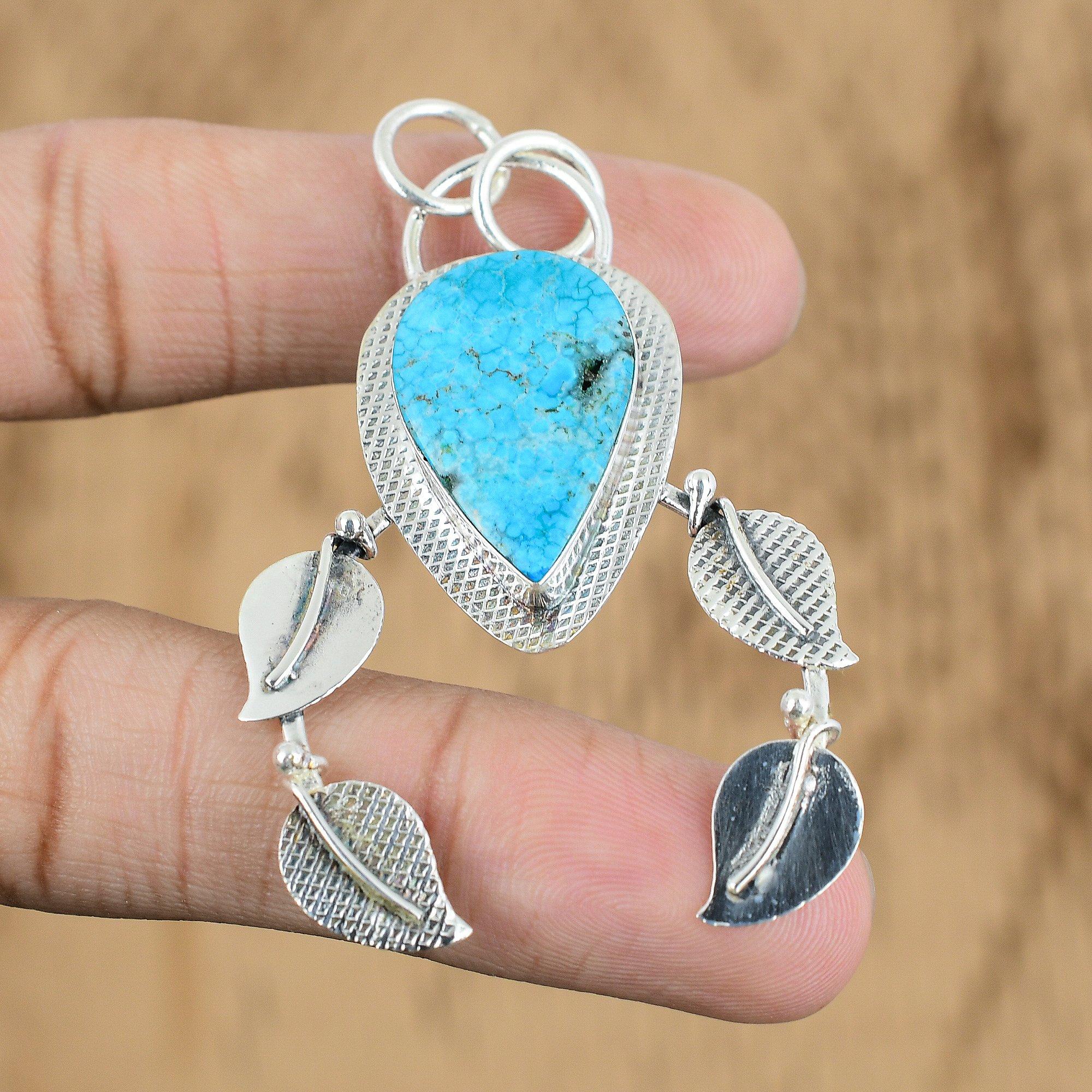 

Womens day Deal 925 Sterling Silver Tibetan Turquoise Stone Birthday New Pendant