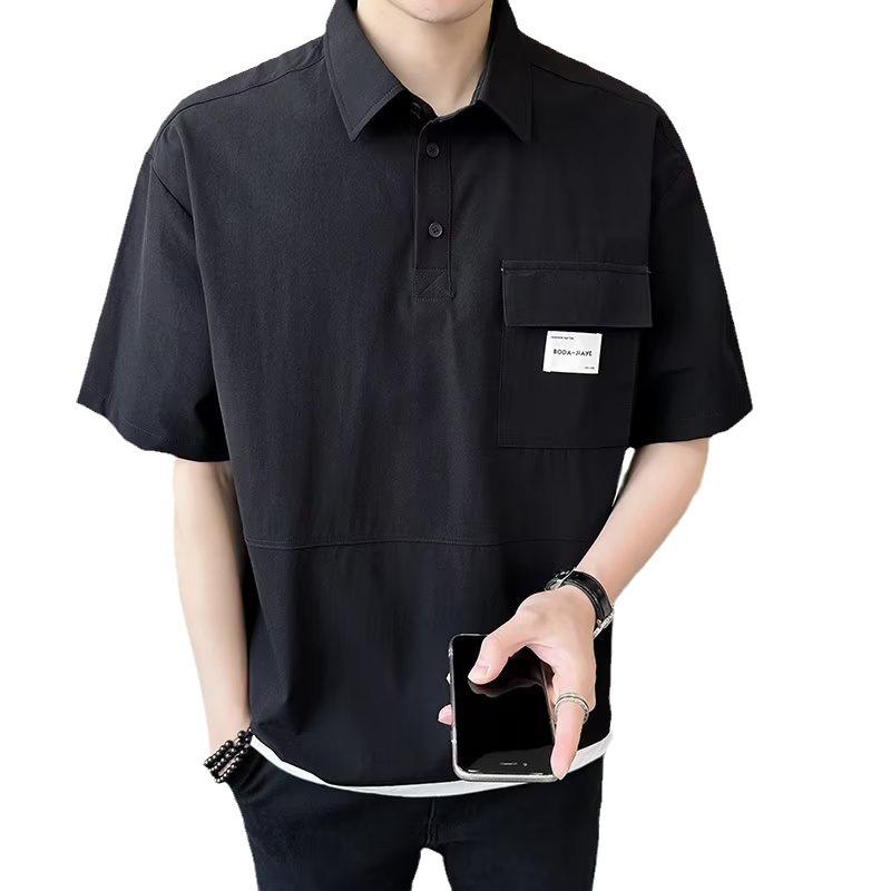 Stylish Men's Summer Polo Shirt - Loose Fit, Trendy Hong Kong and Korean-Inspired Design, All-Match Short-Sleeve Top