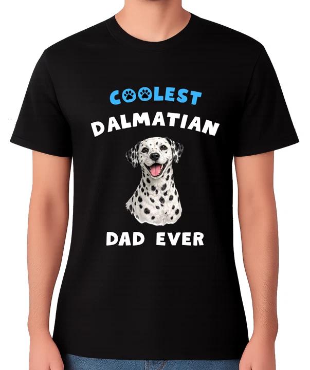 Coolest Dalmatian Dad Ever T-Shirt Spotted Dog Lover Graphic Men’s Tee L