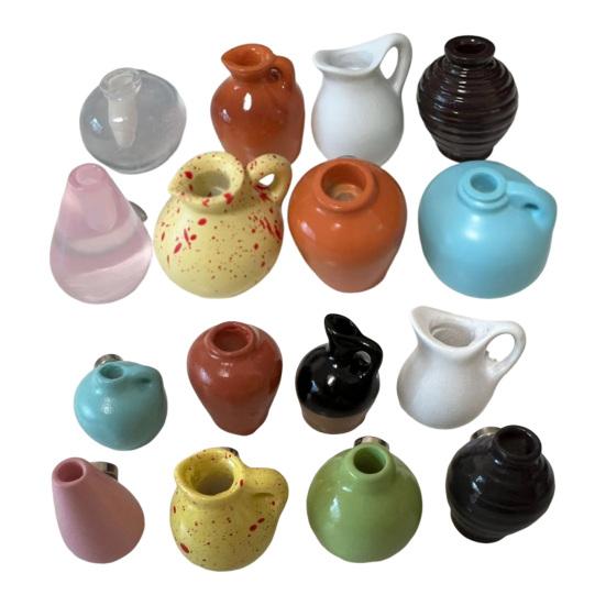 8Pcs Mini Resin Vase Refrigerator Locker Fridge 3D Magnet Home Office Kitchen Miniature Flower Vase Magnetic