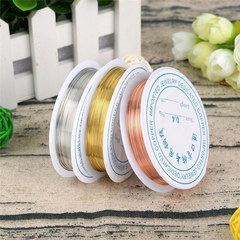 0.3//0.4//0.6//0.8mm Gold Silver Plated Copper Wire Beads Jewelry Making DIY SN