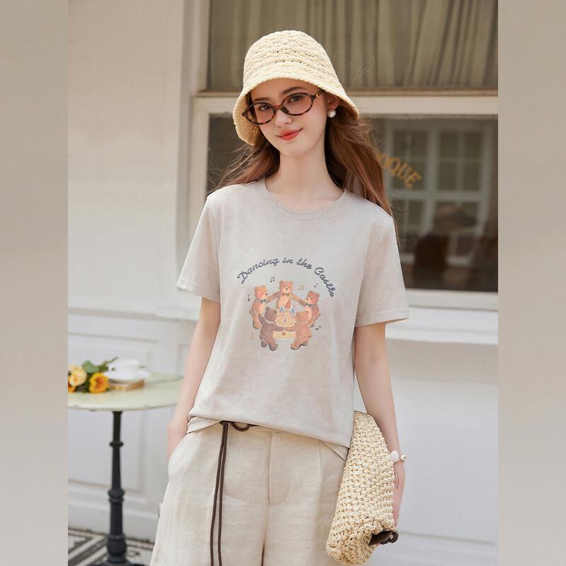 Playful Bear Print Short Sleeve Knitted T-Shirt L
