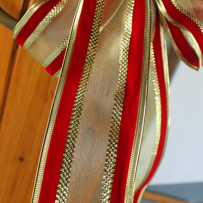 Große Gold-Rote Weihnachts-Schleifen-Dekoration Perfekt für Weihnachtsbaum-Dekorationen