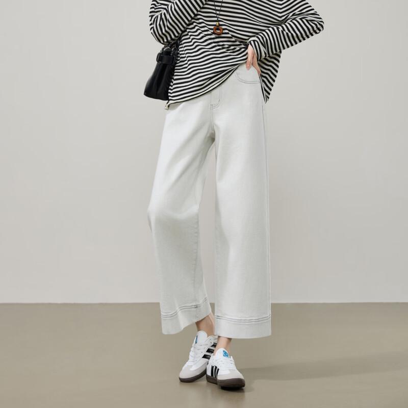 ESE-Y Women's High-Waist Cropped Wide-Leg Jeans