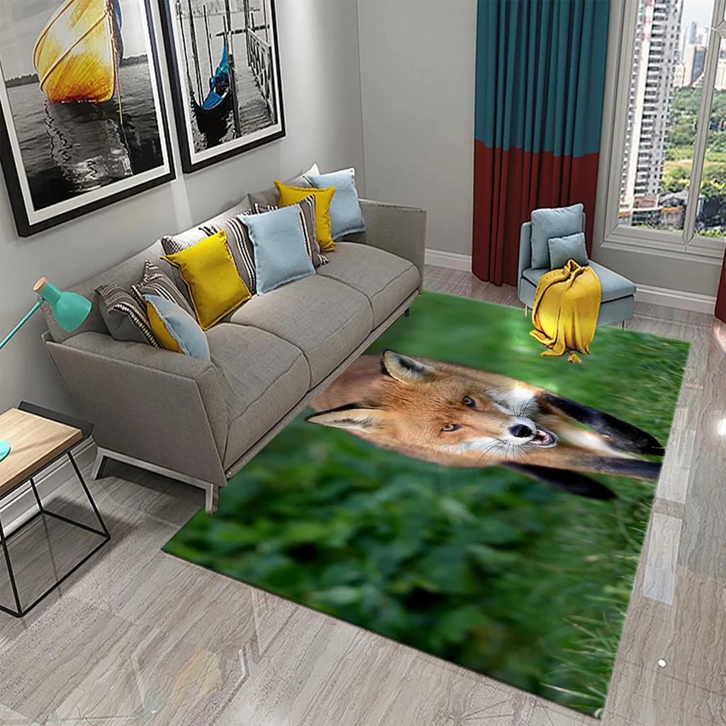 3D Lovely Fox Carpets Cute Wild Animals Mat for Living Room Bedroom Kitchen Area Rug Child Home Decor Carpet Kids Room Play Mat