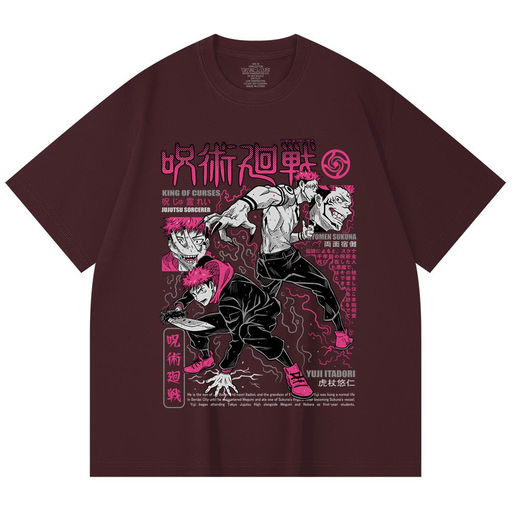 

230 Gsm 100% Cotton Jujutsu Kaisen V34 Yuji Sukuna Print Unisex Heavy Cotton T Shirt 2XL