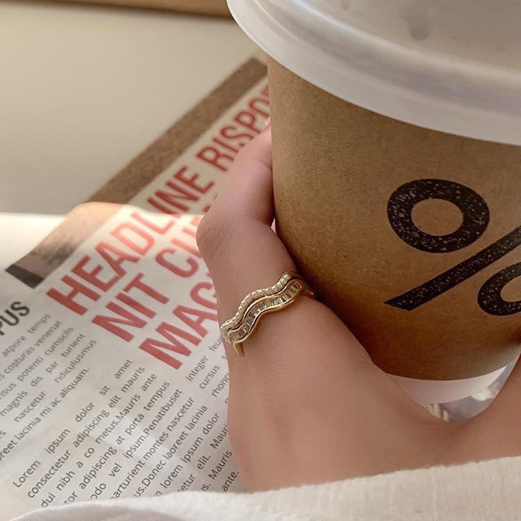 Elegant Korean Style Chic Ring For Women Adjustable Copper Geometric Design Ideal For Fashionable Everyday Wear