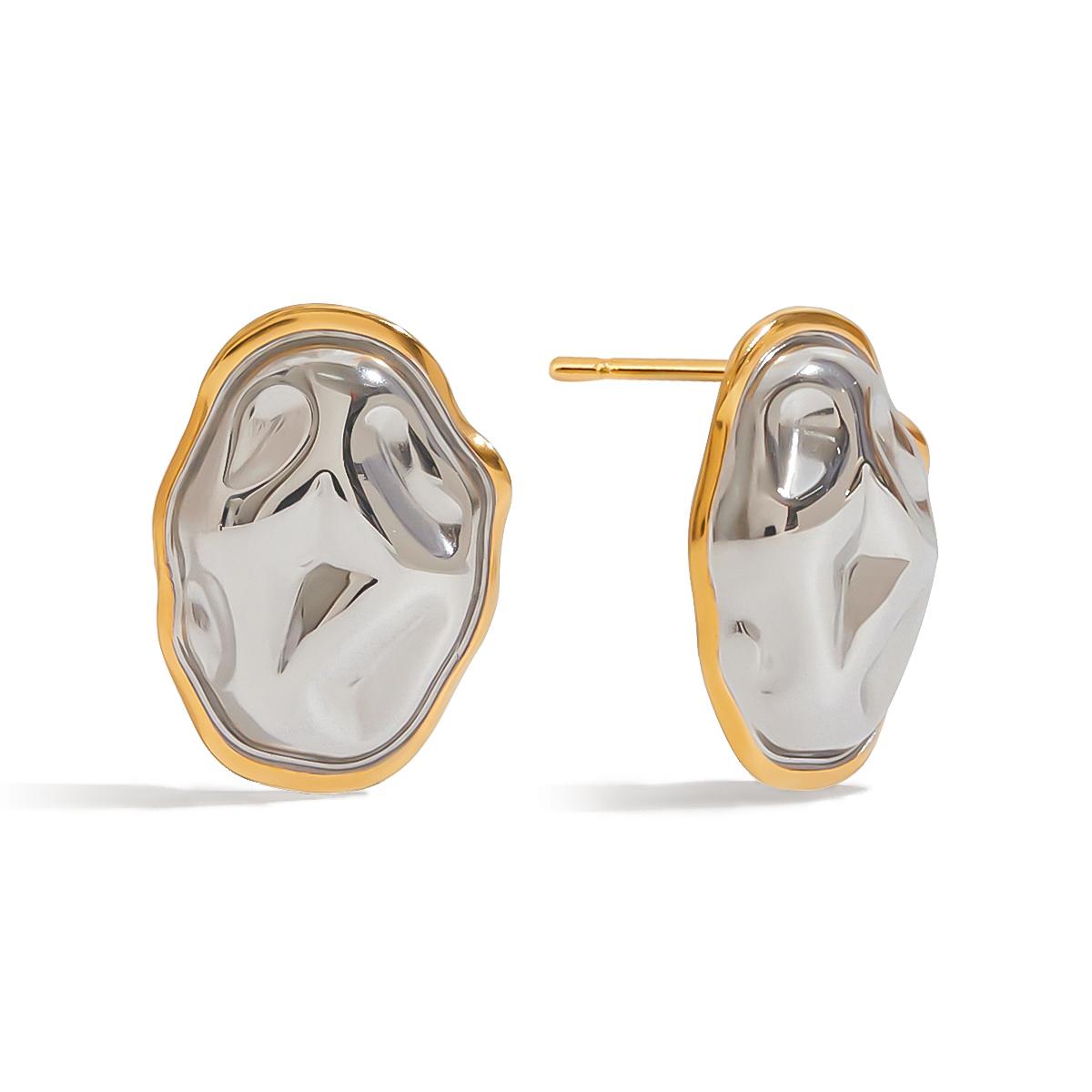 

Yori Trendy Daily Stainless Steel Irregular Oval Earring Waterproof Anti Allergic Trendy Simple Ear Jewelry for Women