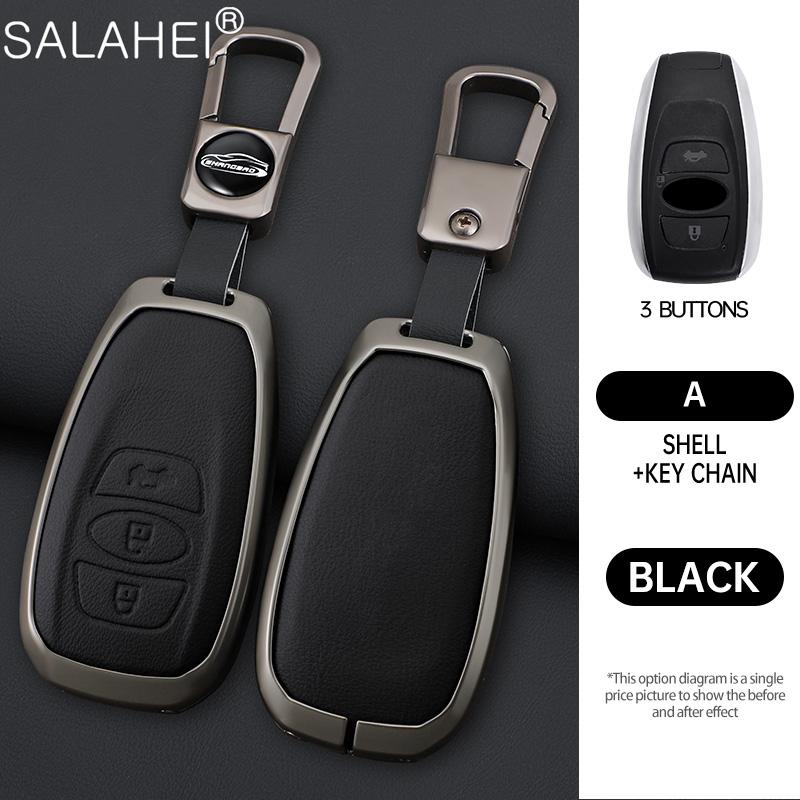 Leather Car Key Case Cover For Subaru Brz Sti Xv Sv Forester Legacy Outback Crosstrek Impreza Wrx Ascent Keychain Accessories
