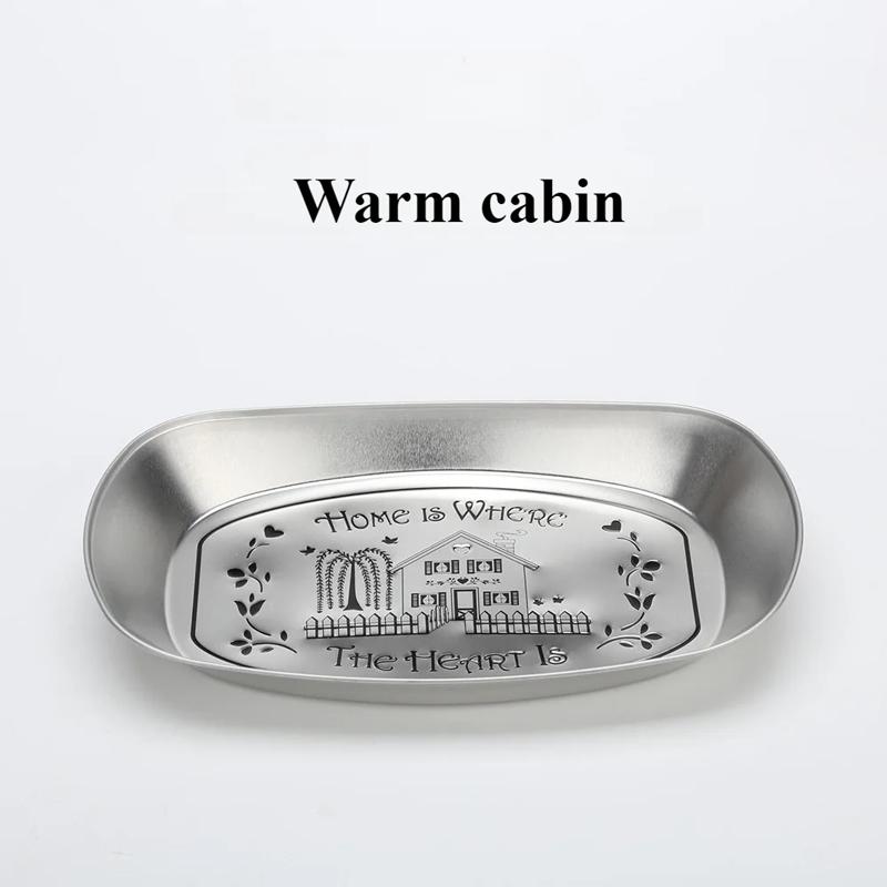 Fruit Plate Snack Plate Tinplate European Retro Restaurant Dried Fruit Dinner Plate Metal Outdoor Picnic Tools Tableware Tray