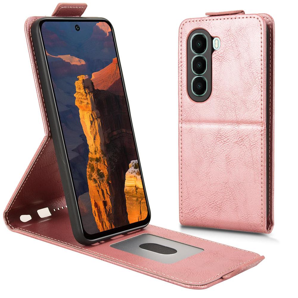 

For itel A95 5G Stand Case Magnetic Clasp Vertical Flip Leather Phone Cover with Card Holder Rose Gold