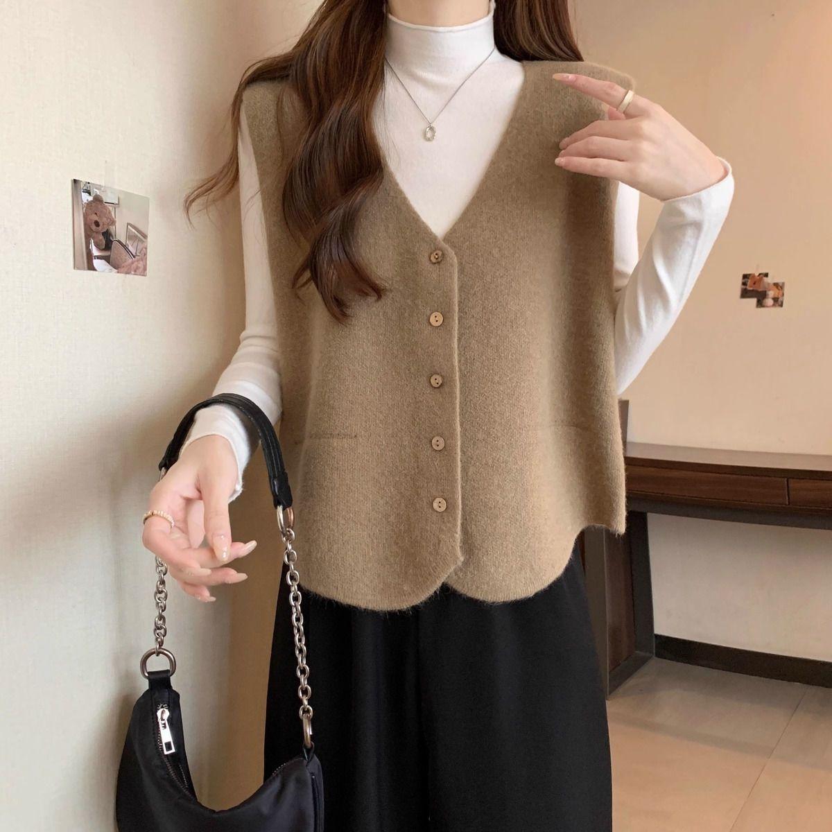 

Вязаный жилет оверсайз, свободная верхняя одежда 2XL хаки