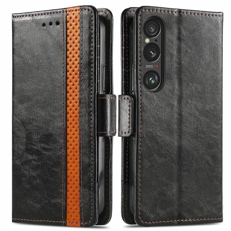 

002 Series For Sony Xperia 1 VI Case Wallet Leather Splicing Phone Cover - Black