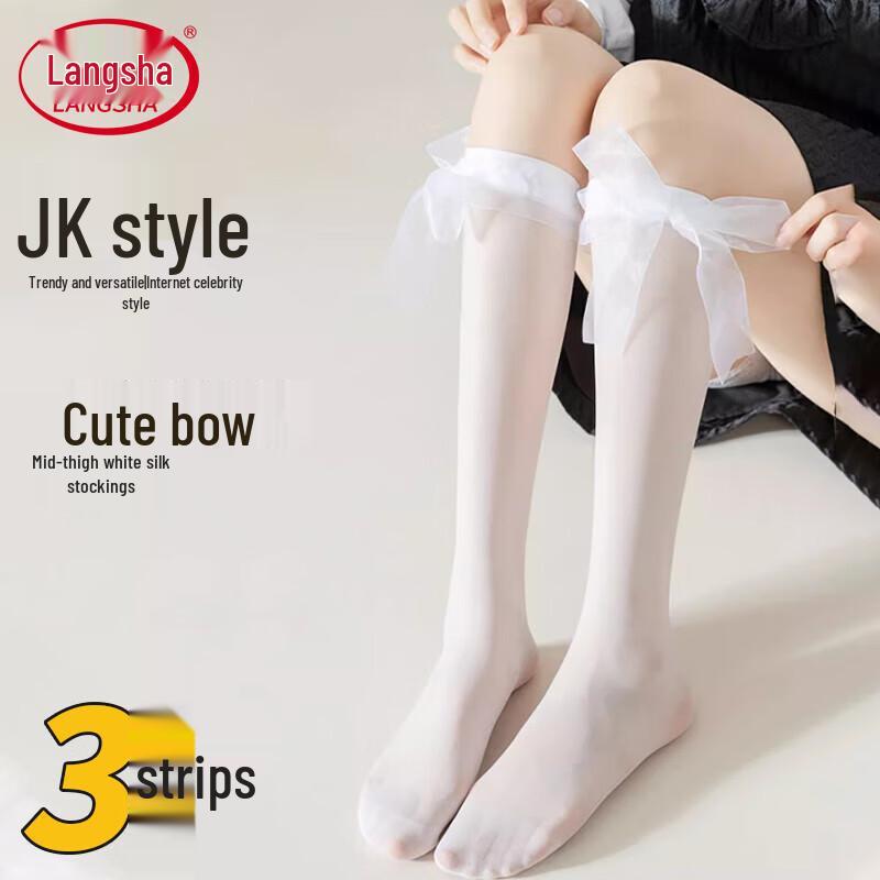 

Lashion Women s Mid-Calf Lace Bow Stockings One Size