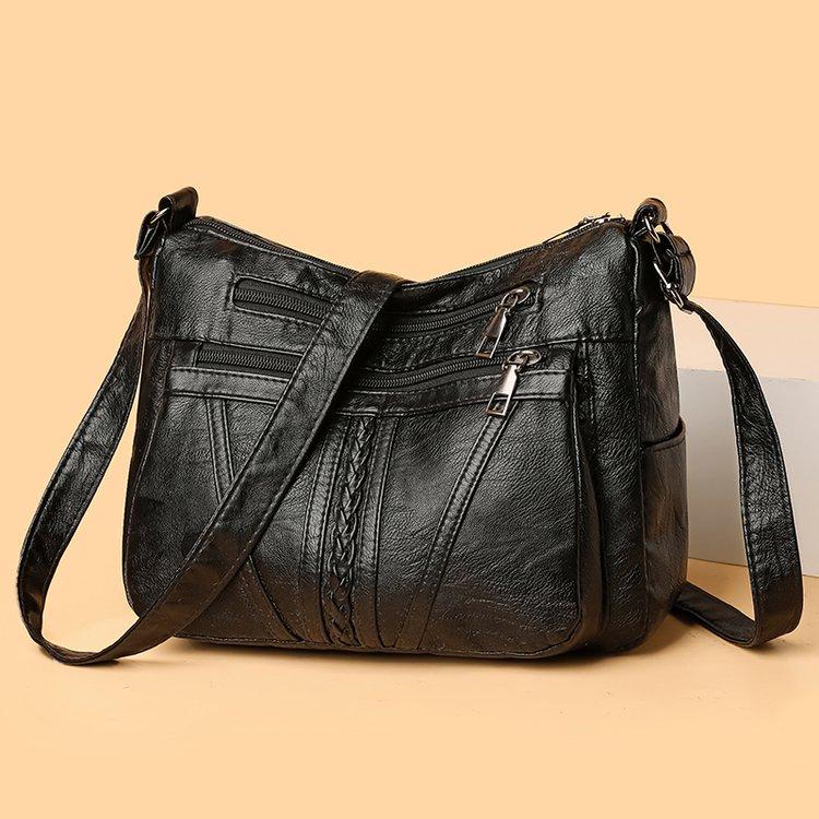 2025 New Fashion Women's Bag Large-capacity Soft Leather Messenger Bag Waterproof and Lightweight Multi-pocket Simple Versatile Shoulder Bag