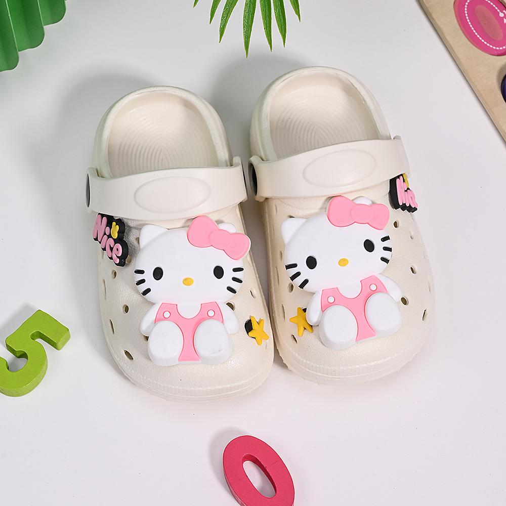 Summer New Sanrio Children s Slippers Boy Girl Cartoon Cute Hello Kitty Baotou Beach Shoes Anti-Slip Garden Shoes Slippers 23